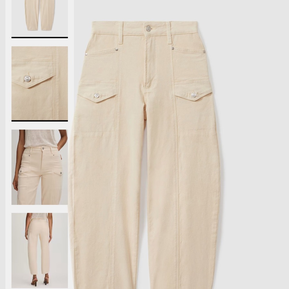PAIGE Cream Wide Leg Jeans